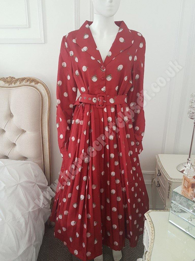 Lindy Bop Shannon Mistletoe Polka Fit and Flare Dress