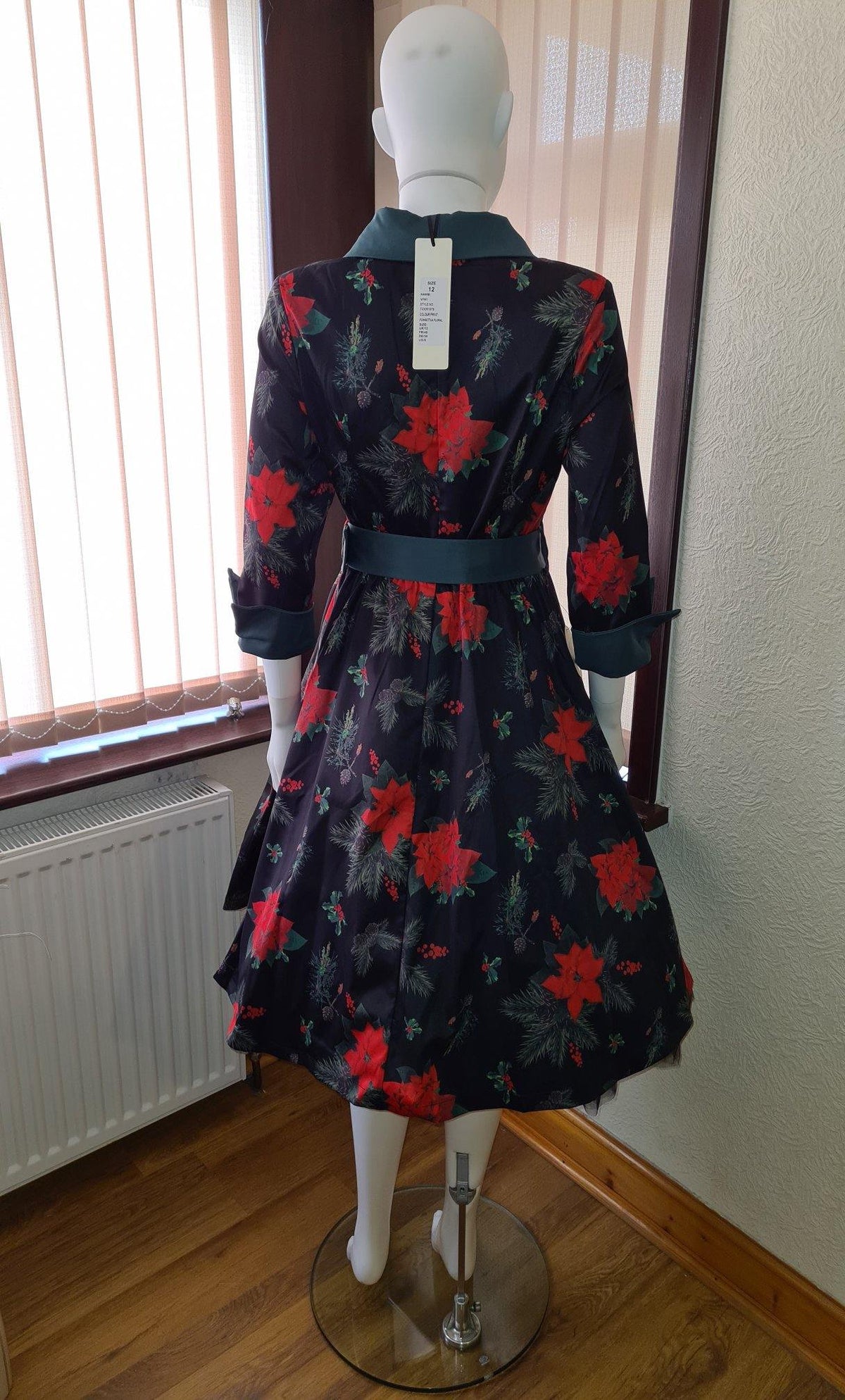 Lindy Bop Vivi Poinsettia Floral Swing Dress - HerSecretCloset.co.uk