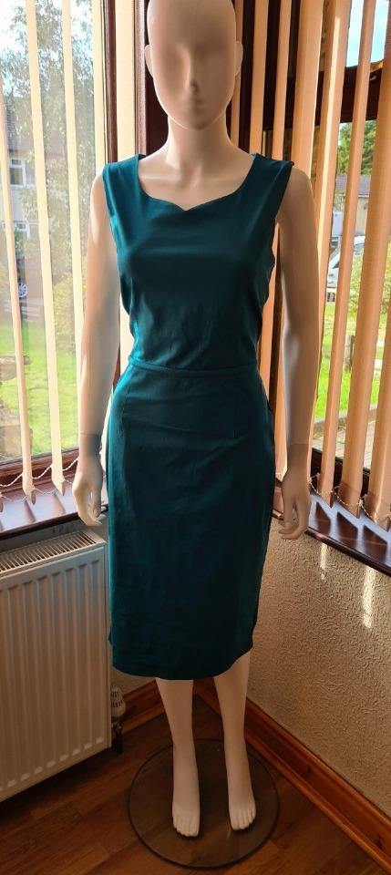 Polka Dot Dress Lindy Bop Teal Dress Ann Taylor Petite Cocktail Dress Teal  Sheath Ruffle Front