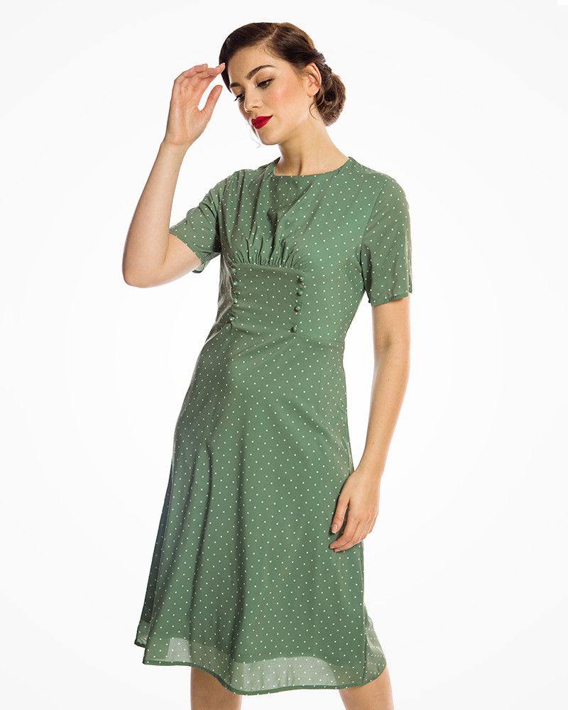 Lindy Bop 1930s Inspired Amelia Jayne Sage Polka Dot Dress –  HerSecretCloset.co.uk