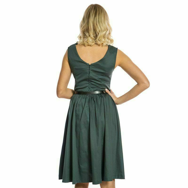 Lindy Bop Daria Pine Green Vintage Pleated Dress