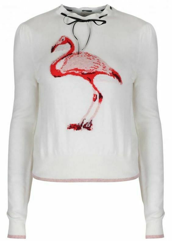 Lindy Bop Destiny Pink Flamingo Bird Jumper Sweater Size Medium 12