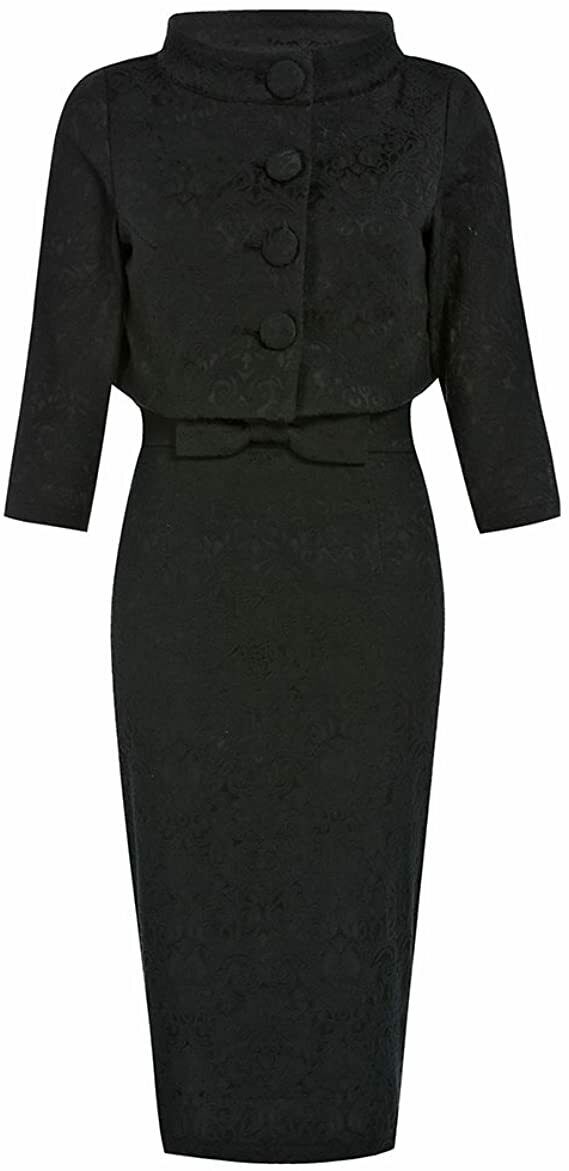 LINDY BOP Maybelle Dress Jacket Set Black Brocade BNWT NEW