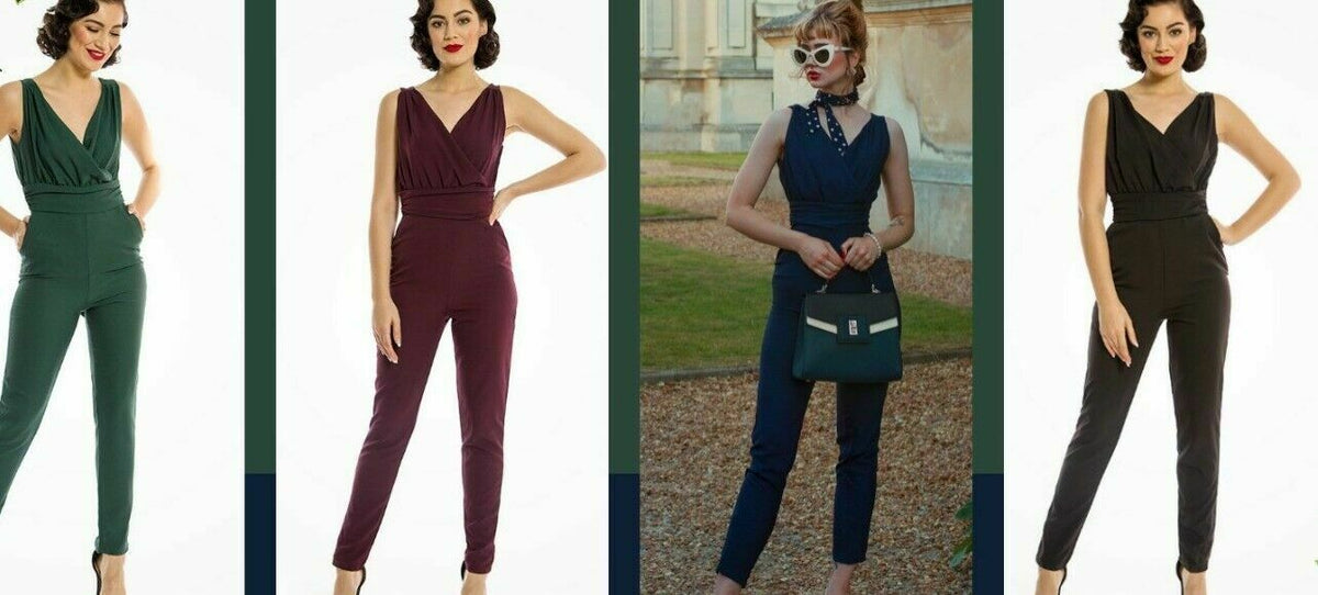 Lindy Bop Johanna Wine Plus Size Vintage Jumpsuit