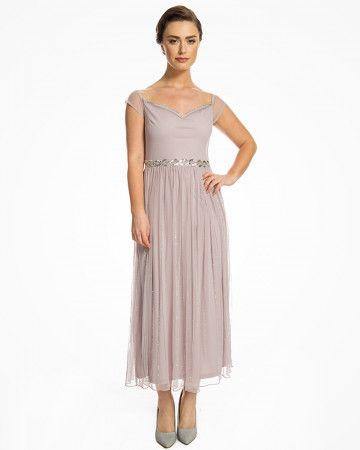 Lindy Bop Abrielle Mauve Maxi Evening Dress Vintage 1920s - HerSecretCloset.co.uk