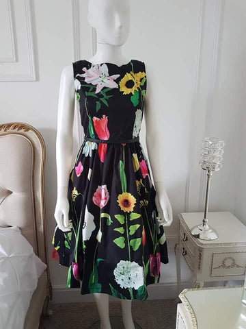 Lindy Bop Audrey Wild Garden Print Swing Dress - HerSecretCloset.co.uk