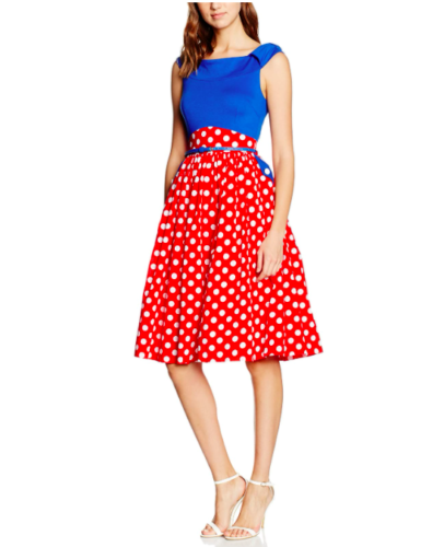 Carla Blue Red Polka Dot Swing Dress
