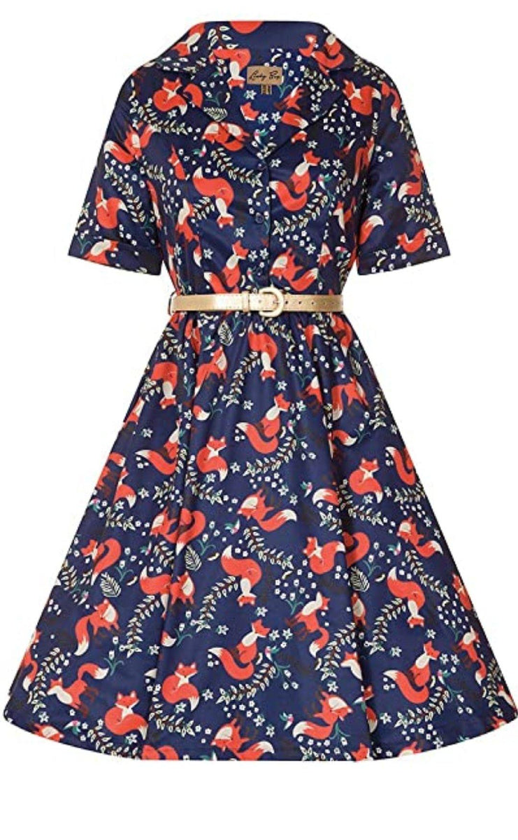 Lindy Bop Bletchley Indigo Foxprint Swing Dress – HerSecretCloset