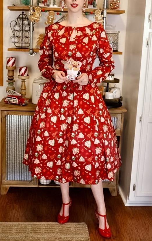 Lindy Bop 'Laurel' Christmas Baking Print Midi Dress