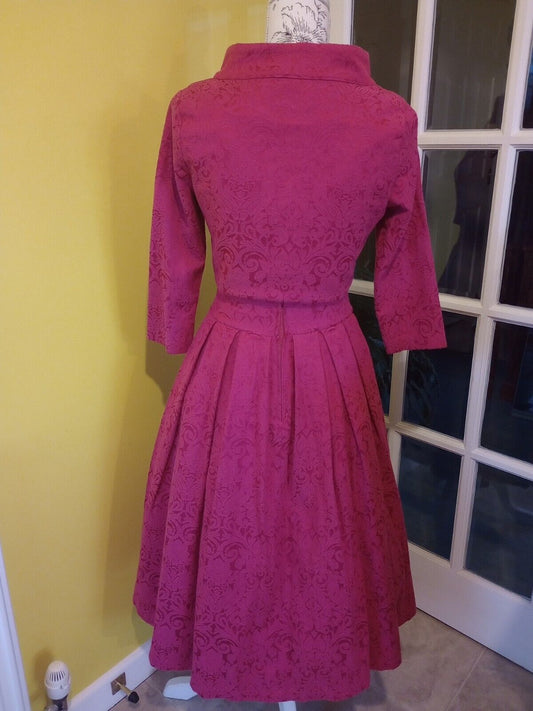 Lindy Bop Marianne Raspberry Pink Twin Set Swing Dress
