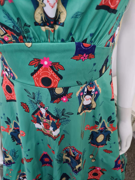Lindy Bop Ethel Green Cuckoo Clocks Swing Dress -  RARE - HerSecretCloset.co.uk