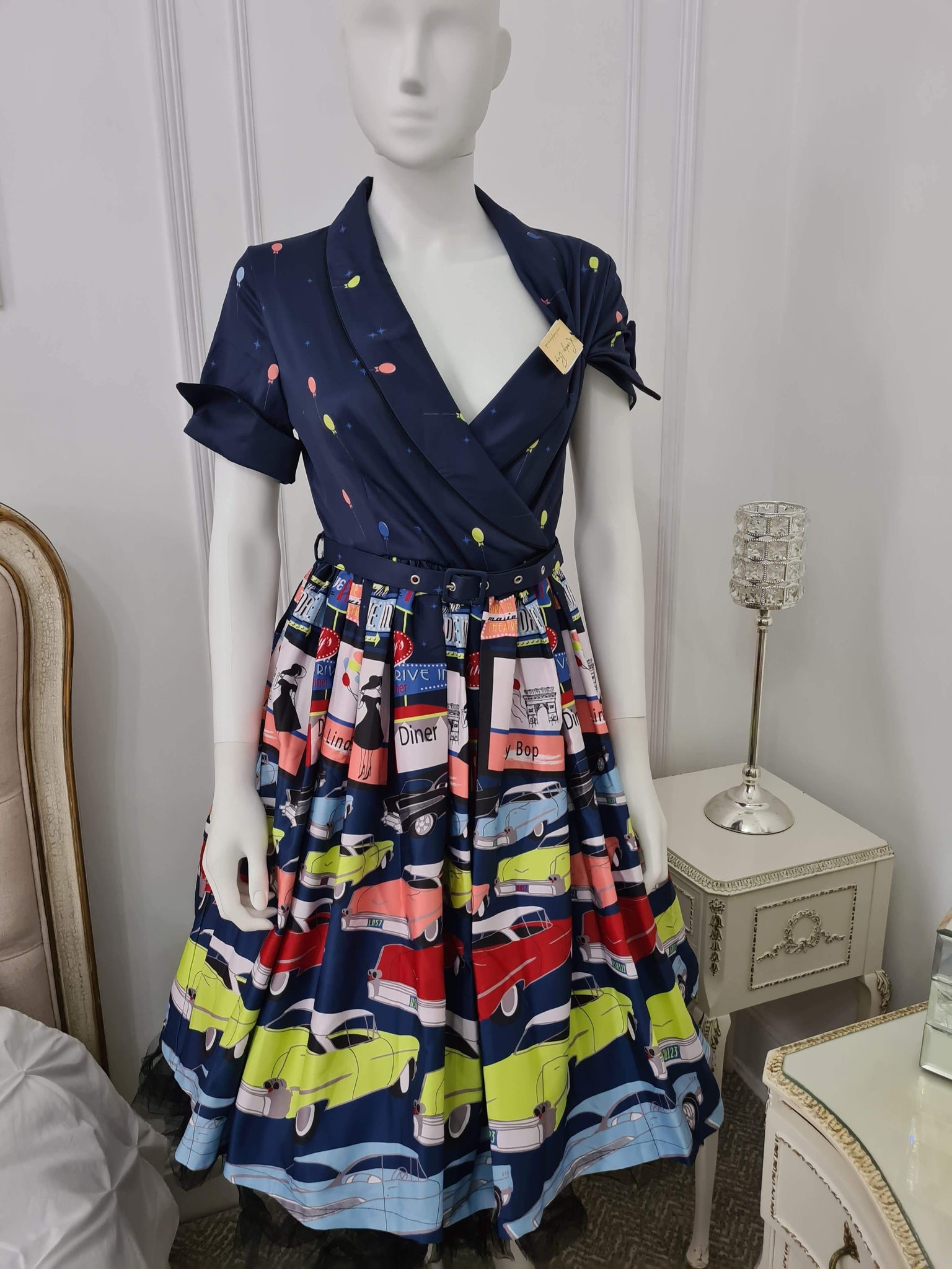 Lindy Bop Exquisite Courney Drive In Navy Dress - Rare Find - HerSecretCloset.co.uk