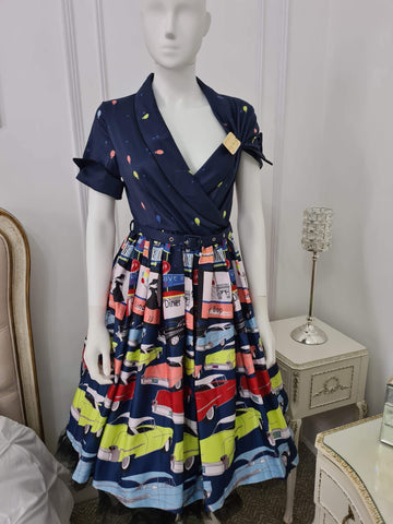 Lindy Bop Exquisite Courney Drive In Navy Dress - Rare Find - HerSecretCloset.co.uk