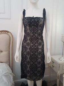 Lindy Bop Rosa White Vintage 1940's 1950's Style Black Lace Wiggle Dress - HerSecretCloset.co.uk