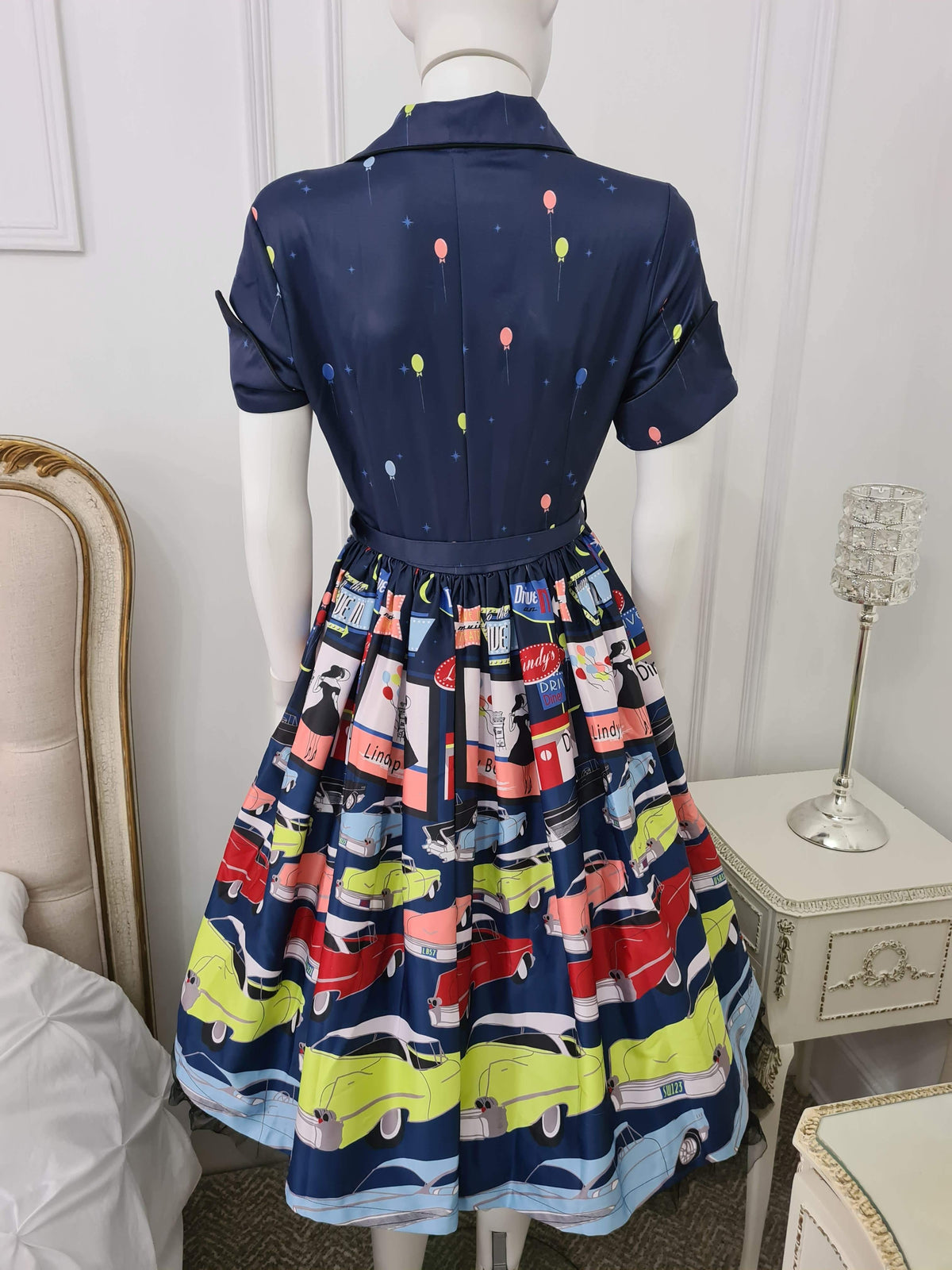 Lindy Bop Exquisite Courney Drive In Navy Dress - Rare Find - HerSecretCloset.co.uk