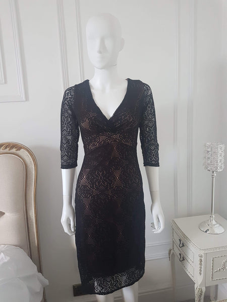 Lindy Bop 'Sabina' Vintage 1940's 1950's Style Black Long Sleeved Lace Wiggle Dress - HerSecretCloset.co.uk