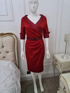 Lindy Bop Evadine Red Front Wrap Wiggle Dress by Lindy Bop - HerSecretCloset.co.uk