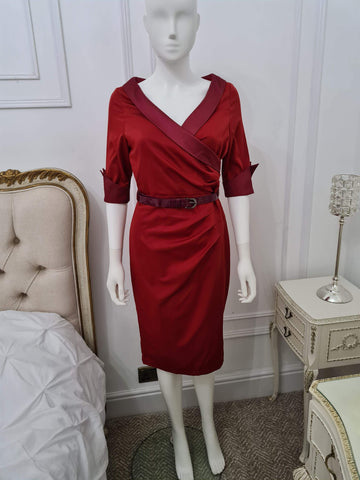 Lindy Bop Evadine Red Front Wrap Wiggle Dress by Lindy Bop - HerSecretCloset.co.uk