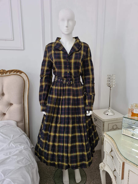 Lindy Bop Shannon in Navy Blue Check - HerSecretCloset.co.uk