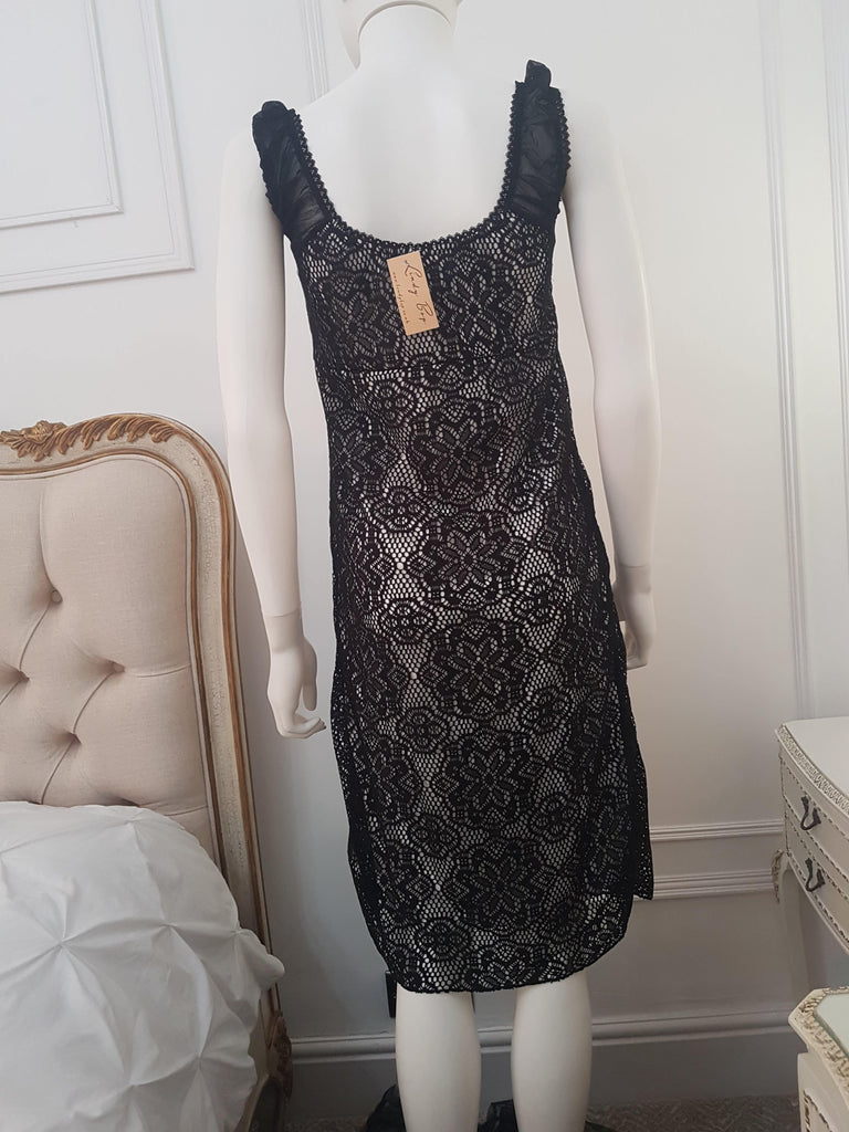 knee length dresses for ladies Vintage 1950's Lace Wiggle Dress by Kabro of Houston / Size S/M