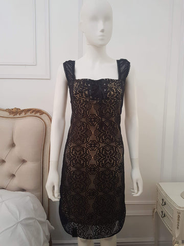 Lindy Bop Rosa Cream  Vintage 1940's 1950's Style Black Lace Wiggle Dress - HerSecretCloset.co.uk