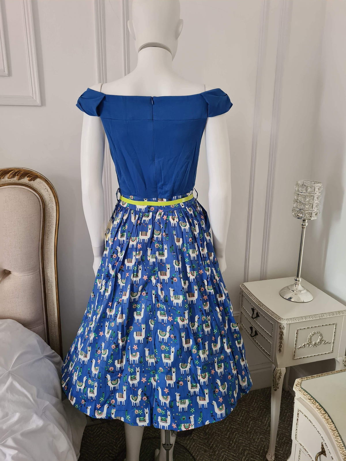 Lindy Bop Carla Blue Llama Dress - RARE - HerSecretCloset.co.uk