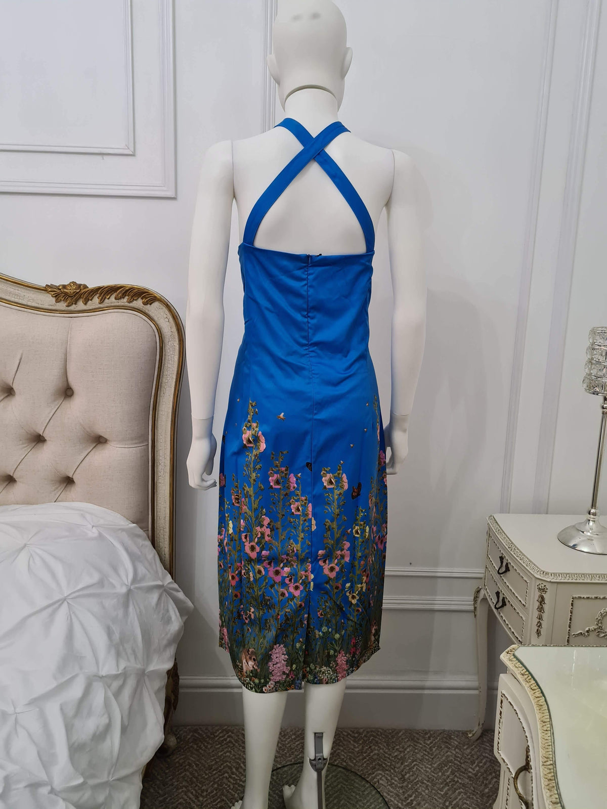 Lindy Bop Charlie Countryside Floral Blue Dress - HerSecretCloset.co.uk