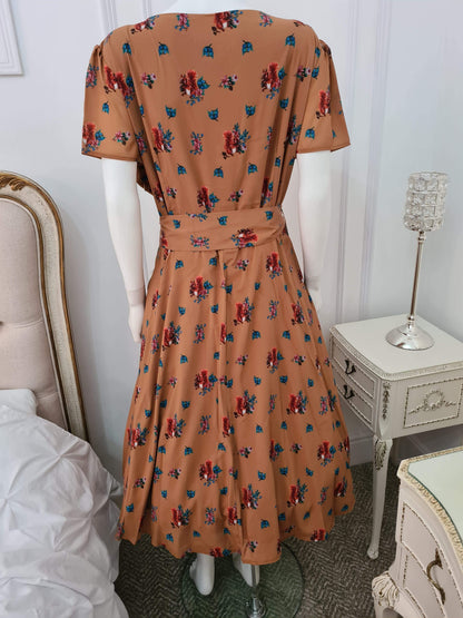 Lindy Bop 'Bretta' Mustard Squirrel Print Tea Dress - HerSecretCloset.co.uk
