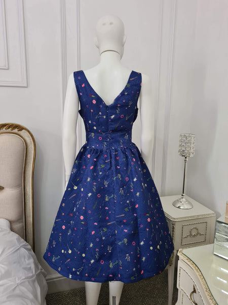 Lindy Bop Delta Blue Floral Dress - HerSecretCloset.co.uk