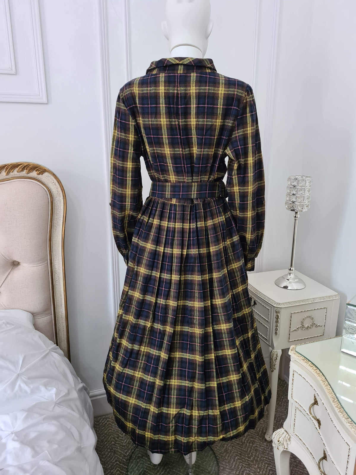 Lindy Bop Shannon in Navy Blue Check - HerSecretCloset.co.uk