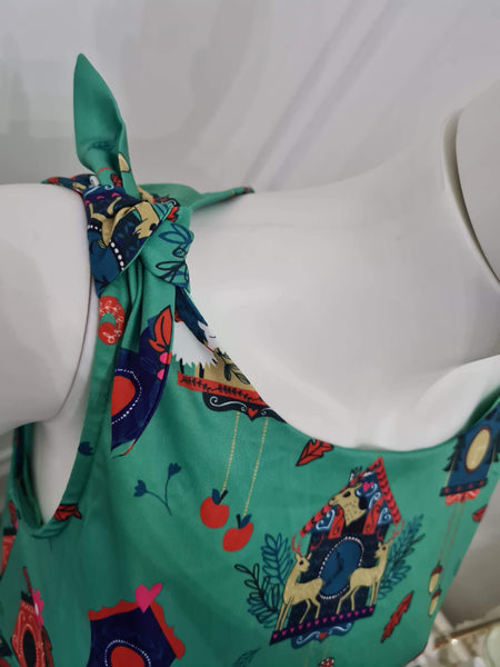 Lindy Bop Ethel Green Cuckoo Clocks Swing Dress -  RARE - HerSecretCloset.co.uk