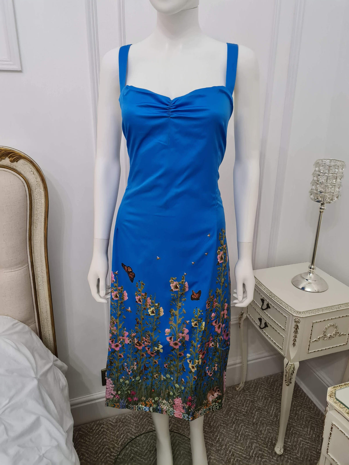 Lindy Bop Charlie Countryside Floral Blue Dress - HerSecretCloset.co.uk