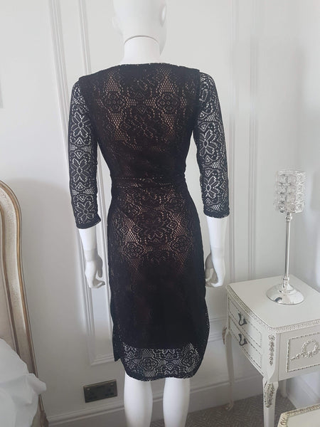 Lindy Bop 'Sabina' Vintage 1940's 1950's Style Black Long Sleeved Lace Wiggle Dress - HerSecretCloset.co.uk