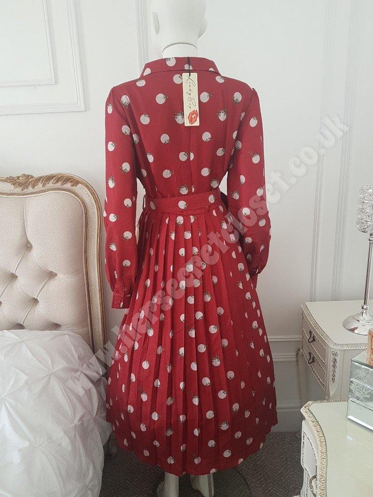 Lindy Bop Shannon Mistletoe Polka Fit and Flare Dress - HerSecretCloset.co.uk