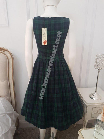 Lindy Bop Audrey 1950s Sleeveless Swing Dress
Tartan Navy Green - HerSecretCloset.co.uk
