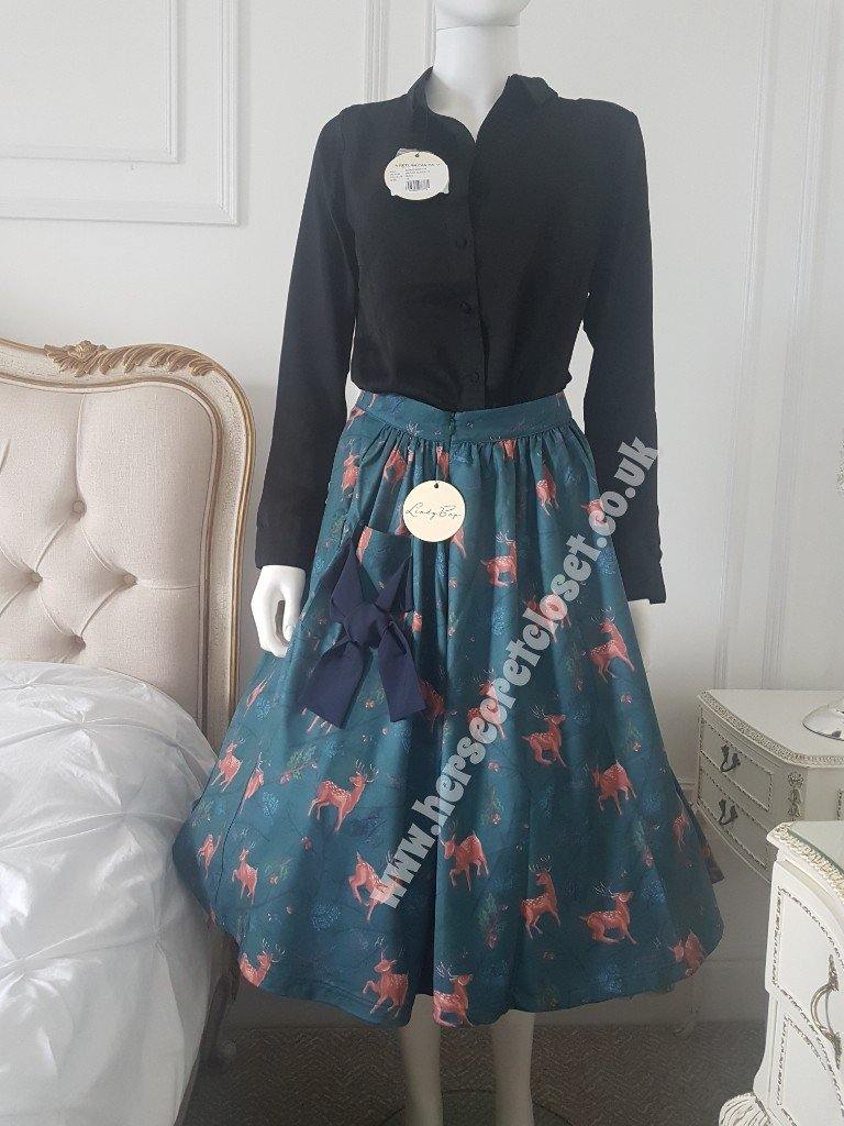Lindy Bop Lovi Winter Deer Swing Skirt - HerSecretCloset.co.uk