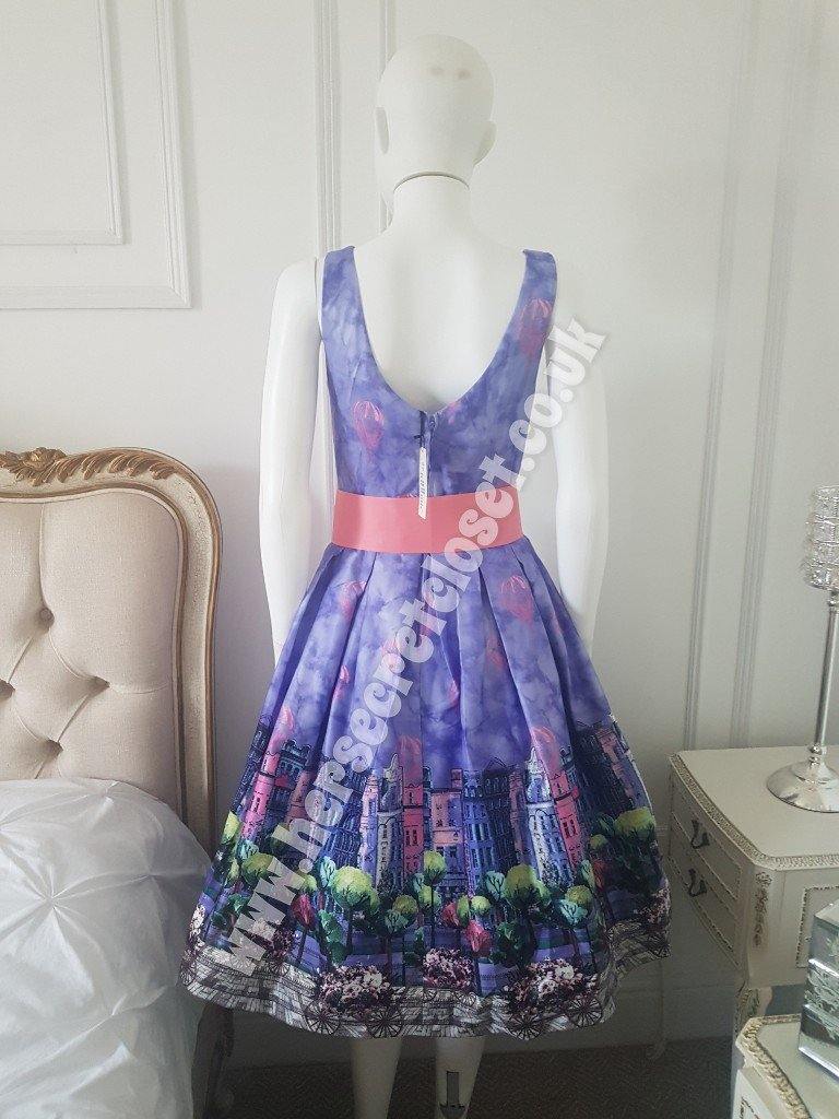 Lindy Bop Lana purple Parisian swing midi dress - HerSecretCloset.co.uk
