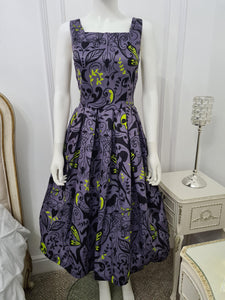 Lindy Bop Lana Gothic Print Grey Dress - HerSecretCloset.co.uk