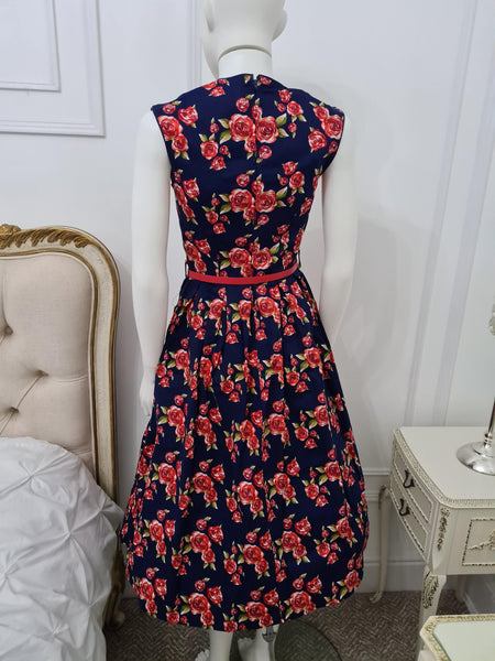 Lindy Bop Scarlet Blue Red Floral - HerSecretCloset.co.uk