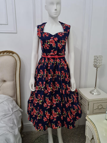 Lindy Bop Scarlet Blue Red Floral - HerSecretCloset.co.uk