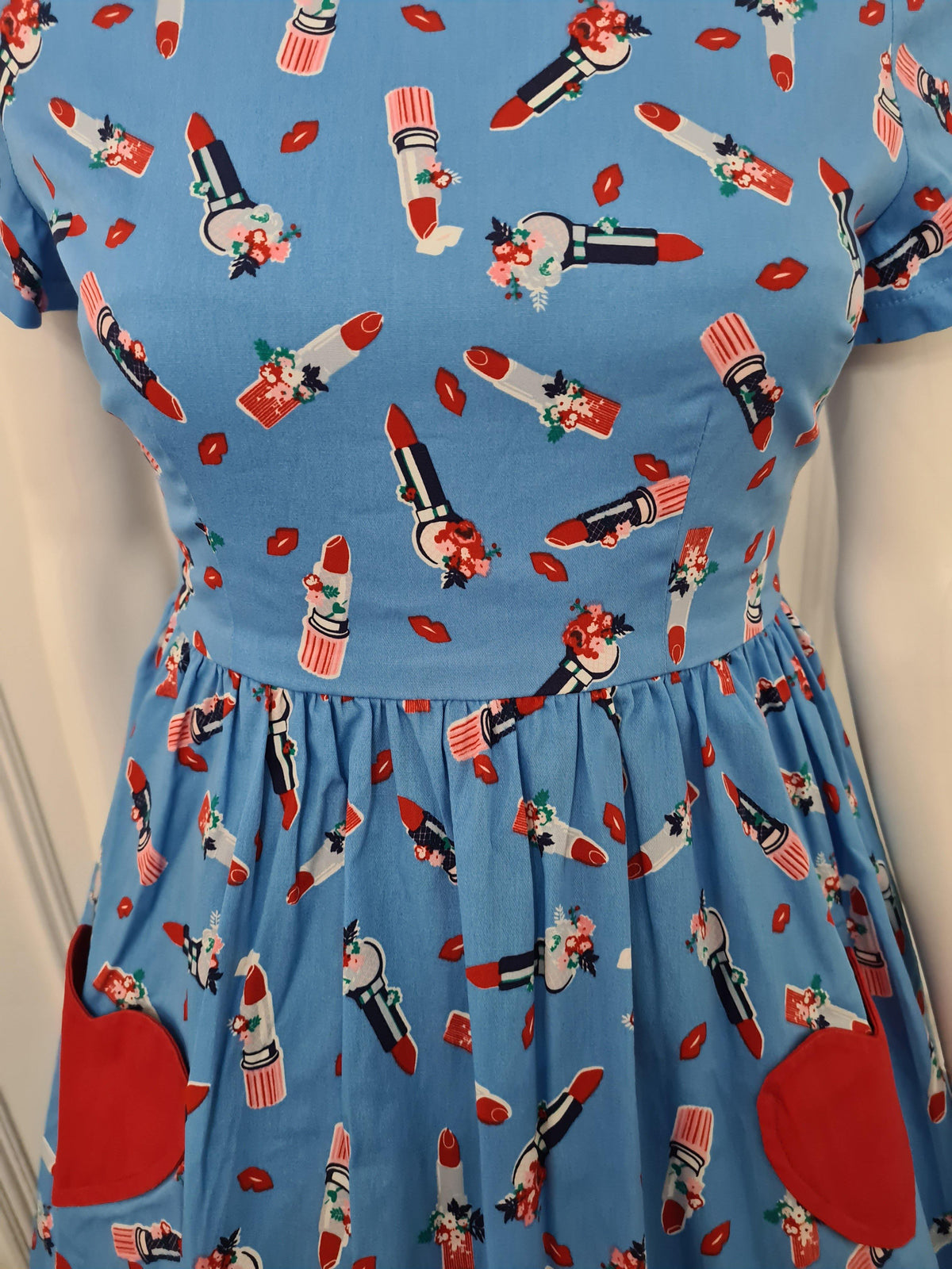 Lindy Bop Brittany Lipstick Blue Dress - HerSecretCloset.co.uk