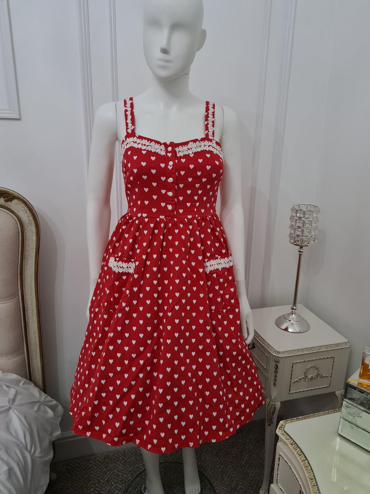 Lindy Bop 'Corinna' Red Love Heart Print Swing Dress - HerSecretCloset.co.uk