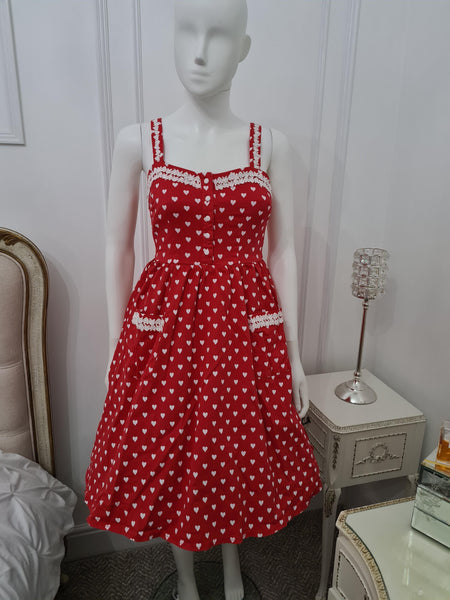 Lindy Bop 'Corinna' Red Love Heart Print Swing Dress - HerSecretCloset.co.uk