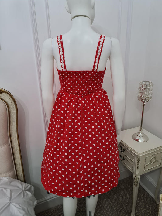 Lindy Bop 'Corinna' Red Love Heart Print Swing Dress - HerSecretCloset.co.uk