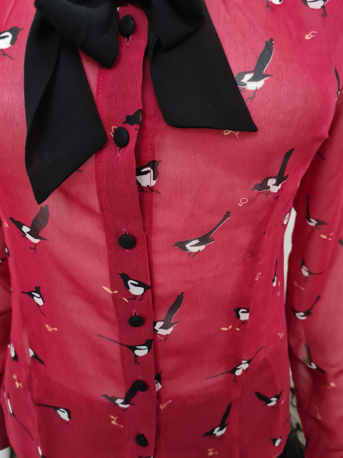Lindy Bop Raspberry Magpie Blouse - HerSecretCloset.co.uk