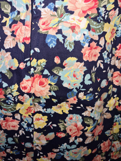 Lindy Bop 'Ophelia' Vintage 1950's Dark Blue Floral Spring Garden Party Picnic Dress - HerSecretCloset.co.uk