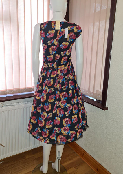 Lindy Bop Thea Black Flower Vintage Tea Dress - HerSecretCloset.co.uk
