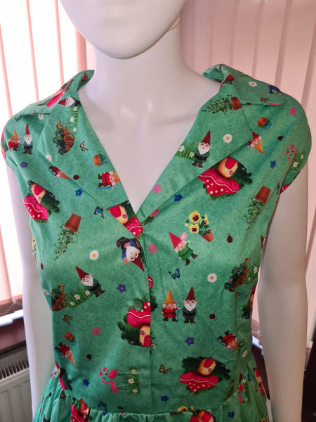 Lindy Bop 'Matilda' Green Gnome Print Shirt Dress - HerSecretCloset.co.uk