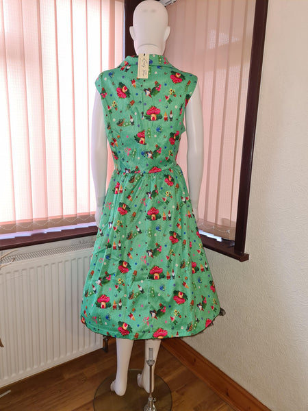 Lindy Bop 'Matilda' Green Gnome Print Shirt Dress - HerSecretCloset.co.uk