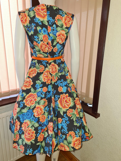 Lindy Bop Yulia Vintage 1950s Classy Black Floral Dress - HerSecretCloset.co.uk